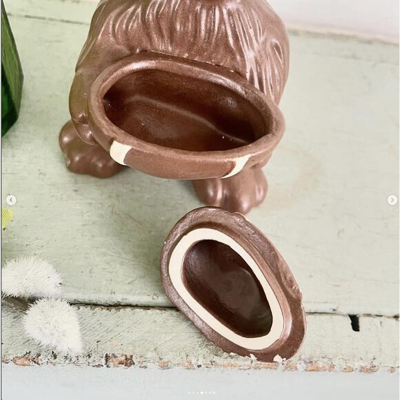 Vintage Ceramic Chocolate Easter Bunny Rabbit Statue Figurine Egg Container Lid - Picture 4 of 7